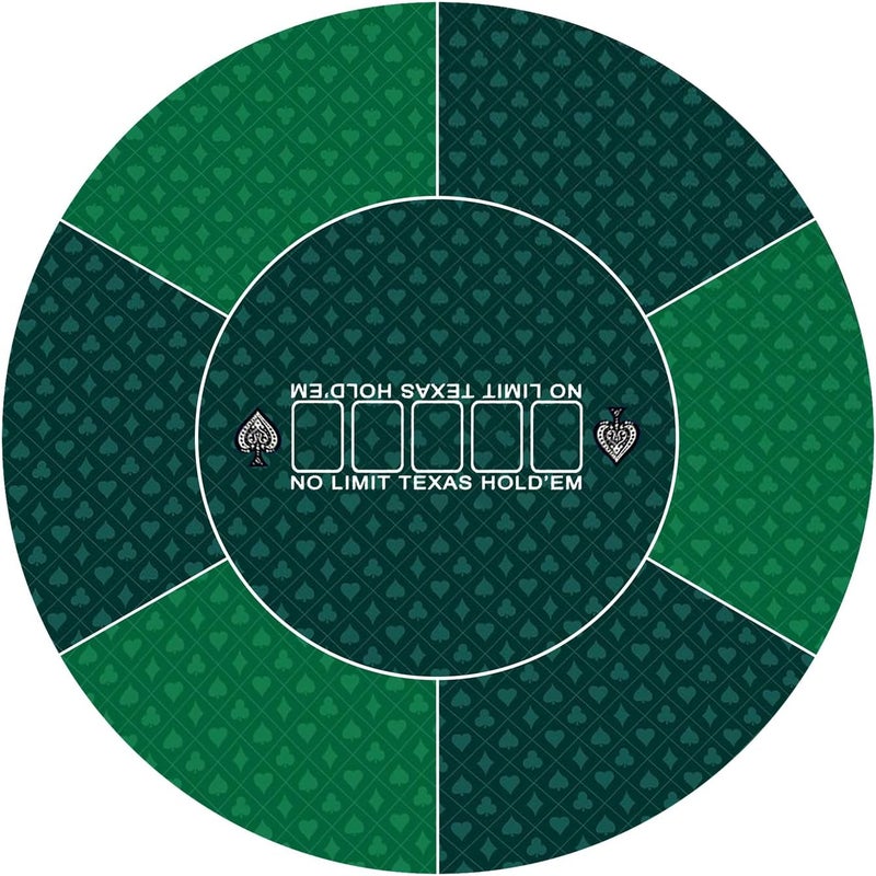 IKULE Texas Hold'em Poker Mat Water Repellent Portable Round Poker Table Top with Art Deco Layout Print Smooth Surface for Poker Games, Blackjack, Casin - Image 1